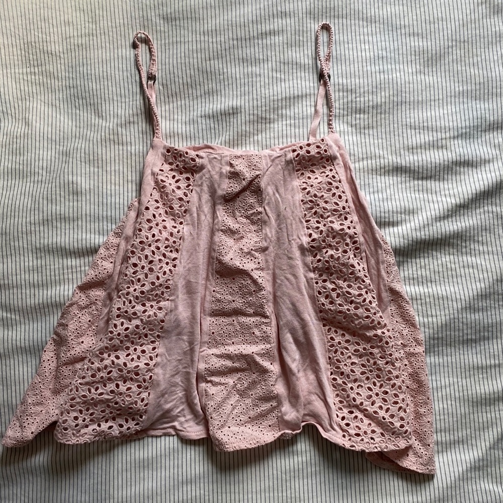 Pink floral lace summer top